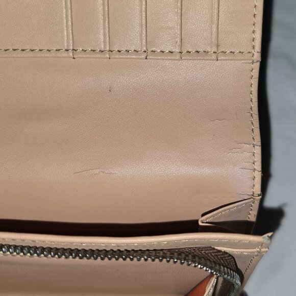 Coach Signature Canvas & Leather Khaki Brown Wallet Bifold Zip Coin Compartment - Picture 6 of 11